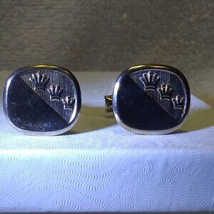 Gold Triple Crown Men Cufflinks Rectangle  Great Vintage Condition